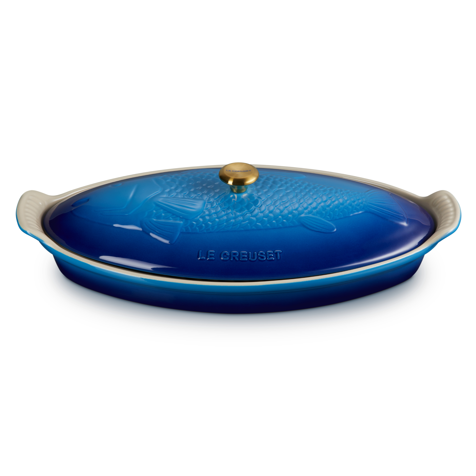 Le Creuset Heritage Ovenschaal met Deksel Vis, 1,6L azure